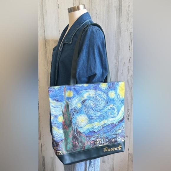 Vintage Starry Night Art Tote Bag Van Gogh-Inspired Shoulder Bag‎ 90s - Picture 10 of 10